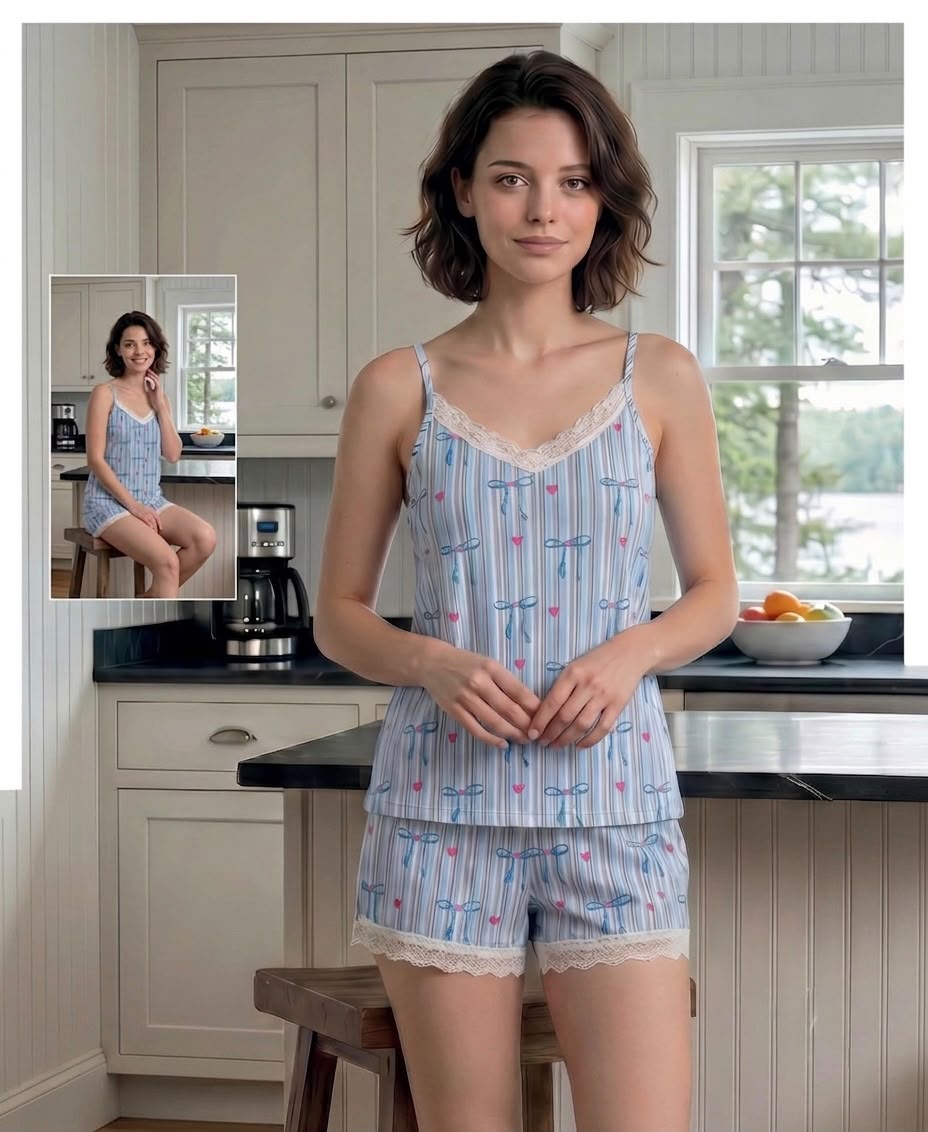 Blue Ribbon Pamuklu Şortlu Pijama Takımı