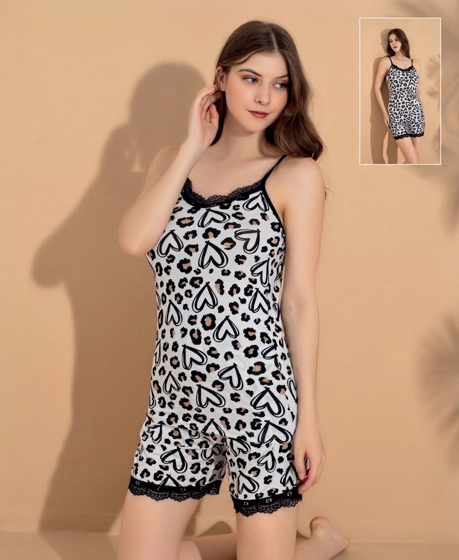 Wild Hearts Battal Beden Pamuklu Şortlu Pijama Takımı